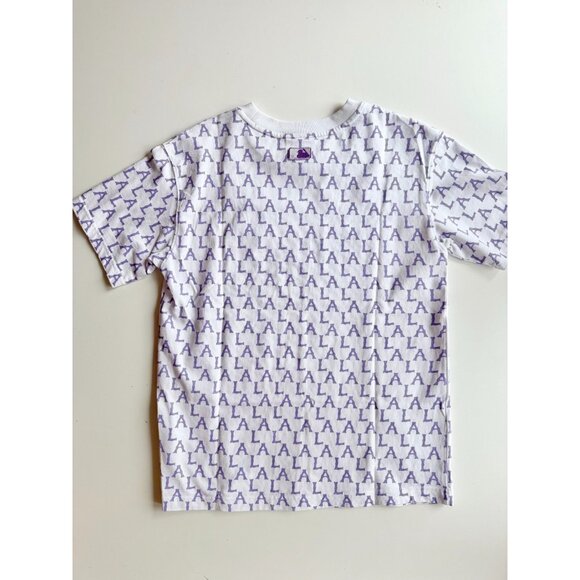 NWOT MLB LA DODGERS White Purple Monogram Logo Cotton Crew Neck T-Shirt, Size XS - Picture 8 of 13